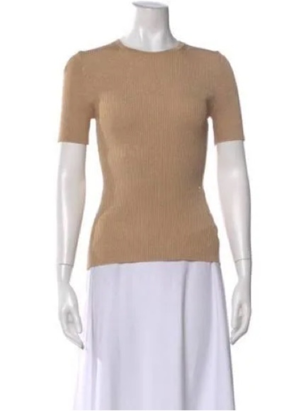 Zimmermann Metallic Tan Ribbed Short Sleeve Tee